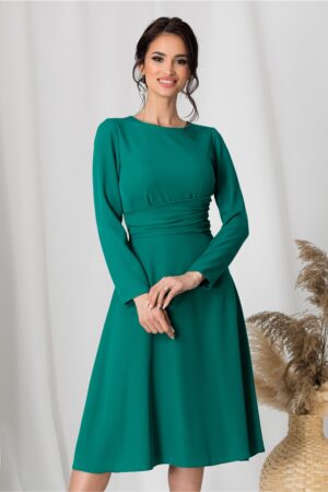 Rochie Moze de seara verde feminina foarte eleganta cu aplicatie petrecuta in talie